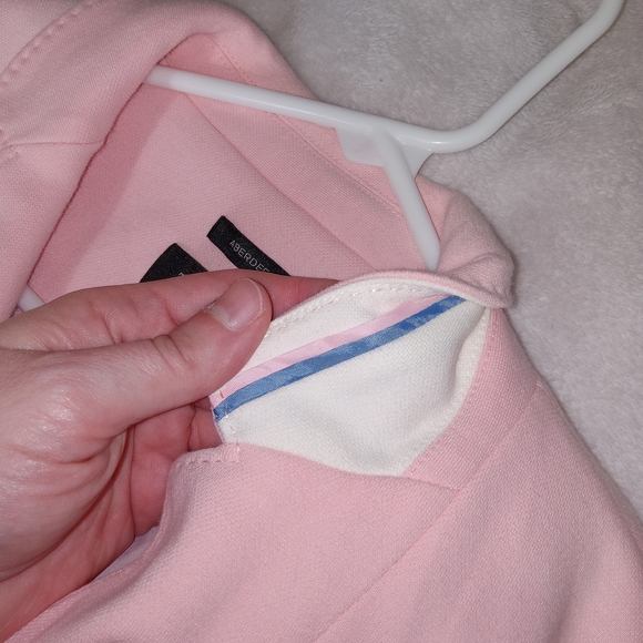 Talbots Petite Aberdeen Pique Knit Pink Lined 2-Button Blazer Size 10P - Picture 10 of 14